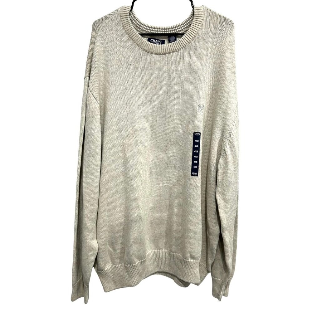 Chaps Mens 4XB NWT Crewneck Sweater Beige Pullover Casual Wear